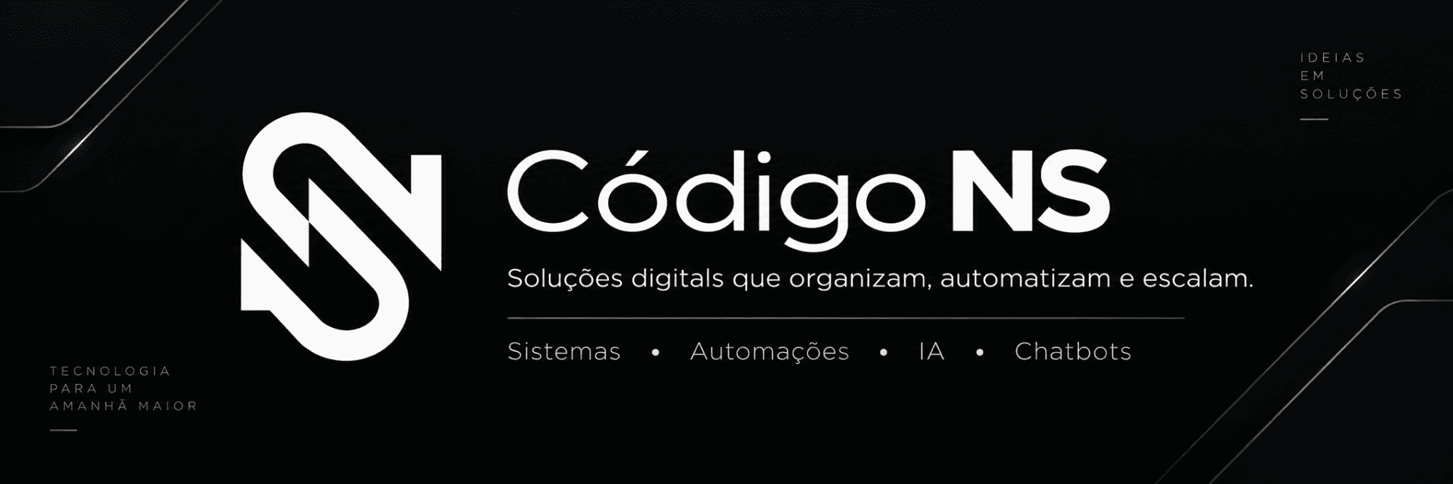 Banner oficial da Código NS com identidade visual e áreas de atuação.